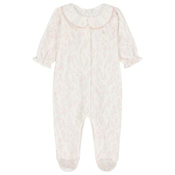 Baby Girls Ivory & Pink Wildflower Babygrow