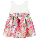 Younger Girls White & Pink Floral Dress, 1, hi-res
