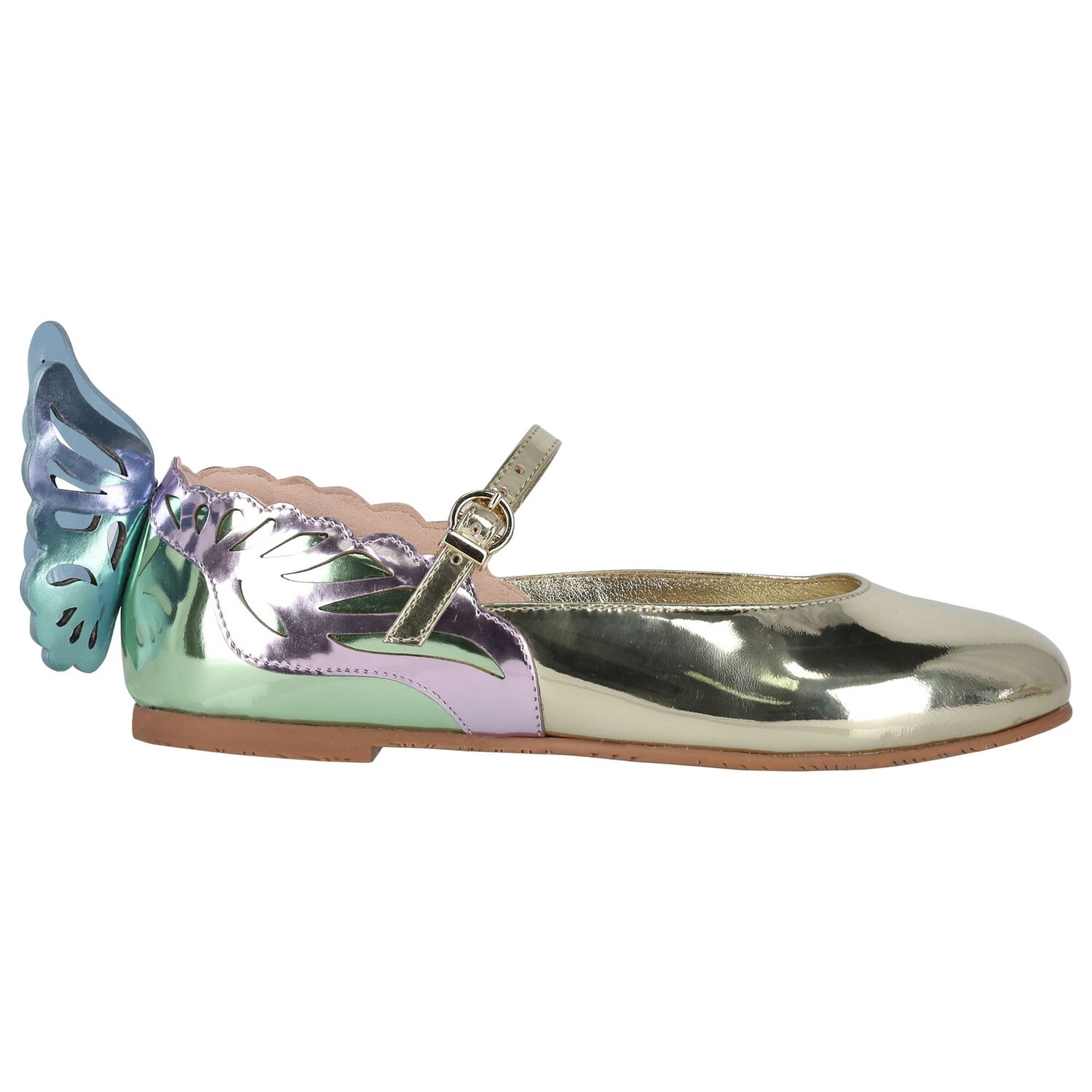 Girls Gold Butterfly Shoes, 1, hi-res