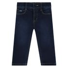 Younger Boys Navy Blue Logo Denim Jeans, 1, hi-res