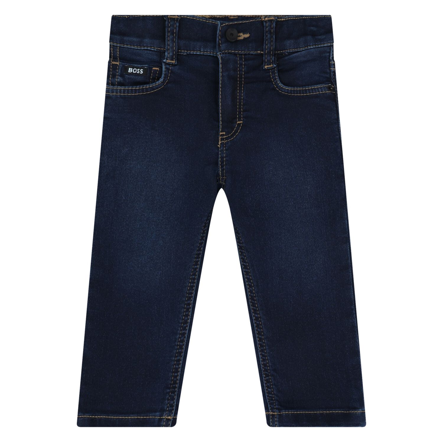 Younger Boys Navy Blue Logo Denim Jeans, 1, hi-res