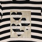 Girls Ivory & Black Striped Dress, 1, hi-res