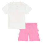 White & Pink Logo Shorts Set, 3, hi-res
