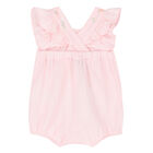 Baby Girls Pink Embroidered Romper, 1, hi-res