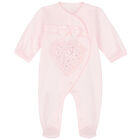 Baby Girls Pink Embellished Floral Babygrow, 1, hi-res