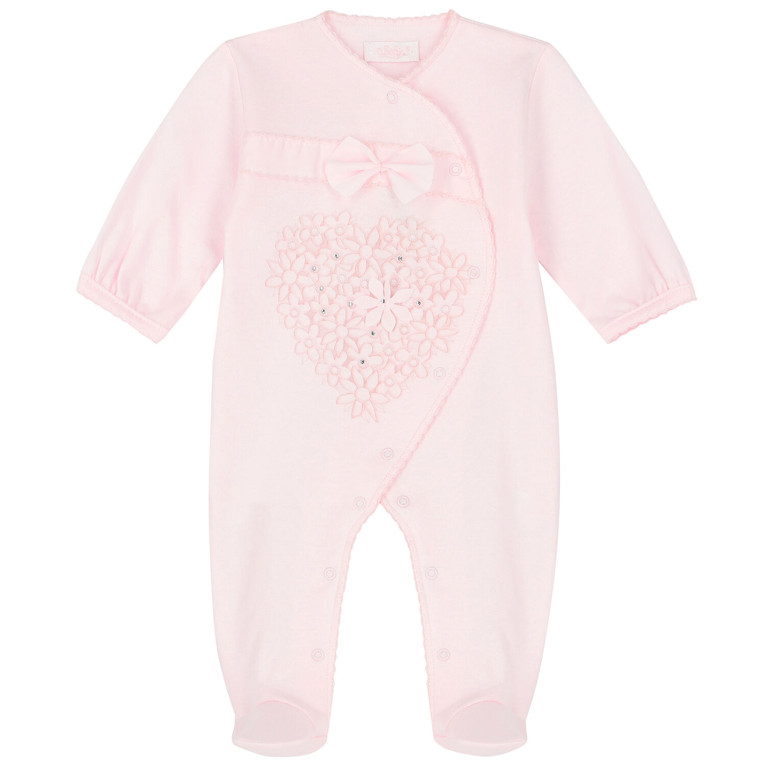 Baby Girls Pink Embellished Floral Babygrow, 1, hi-res image number null