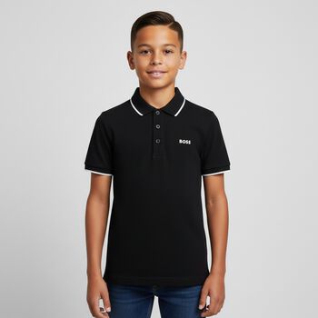 Boys Black Logo Polo Shirt