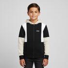 Boys Black & Ivory Logo Hooded Zip Up Top, 1, hi-res