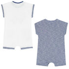 Baby Boys White & Blue Romper Set, 1, hi-res