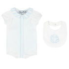 White & Blue Baby Bodysuit Set, 3, hi-res
