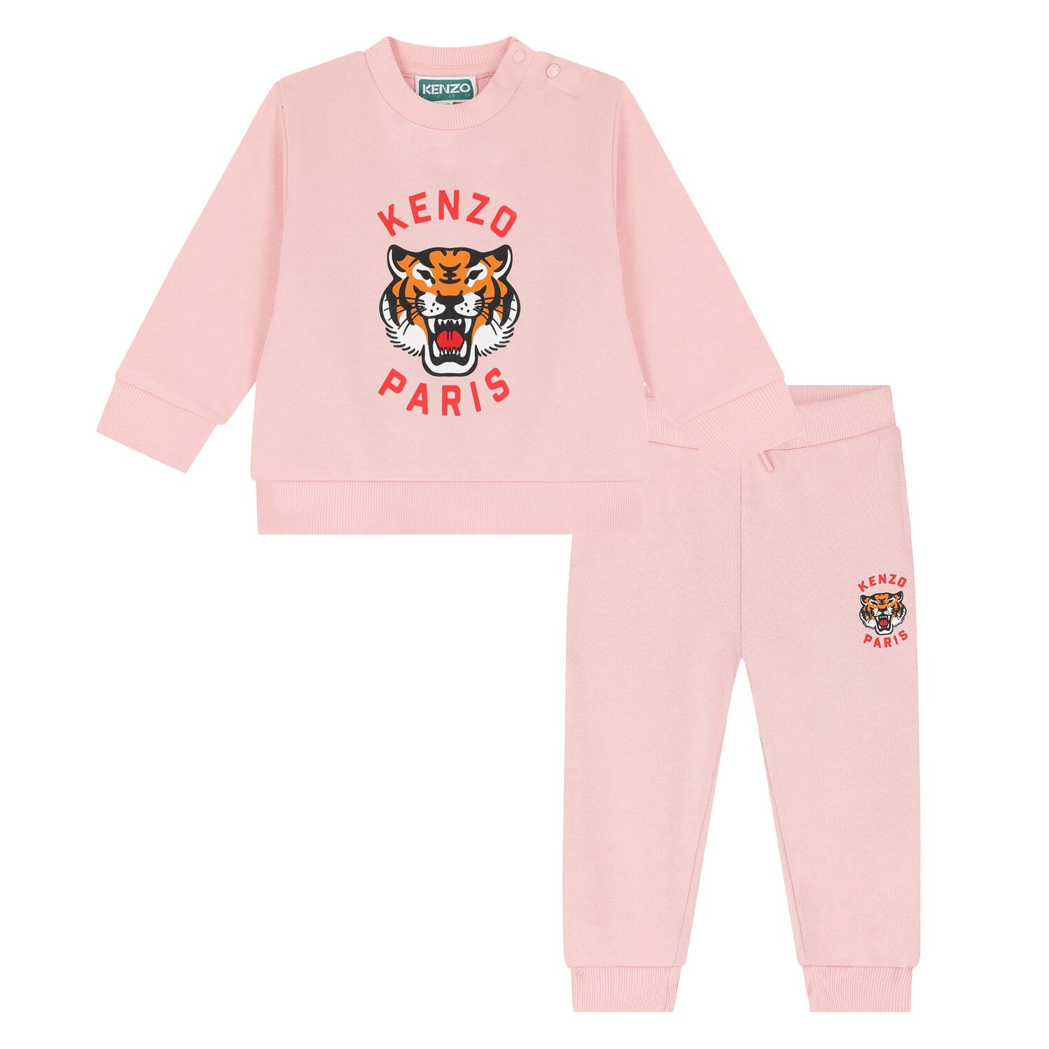 Younger Girls Pink Tiger Logo Tracksuit, 2, hi-res image number null
