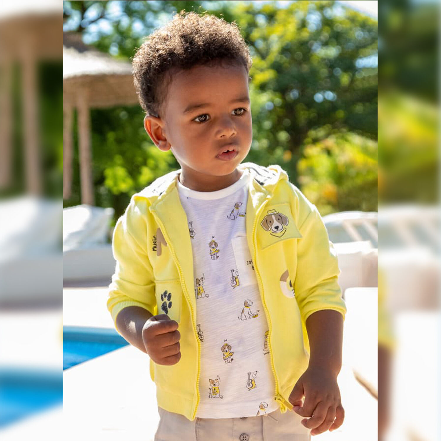 Younger Boys White Dogs T-Shirt, 1, hi-res