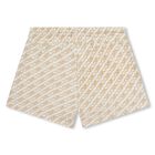 Girls Beige Logo Shorts, 1, hi-res