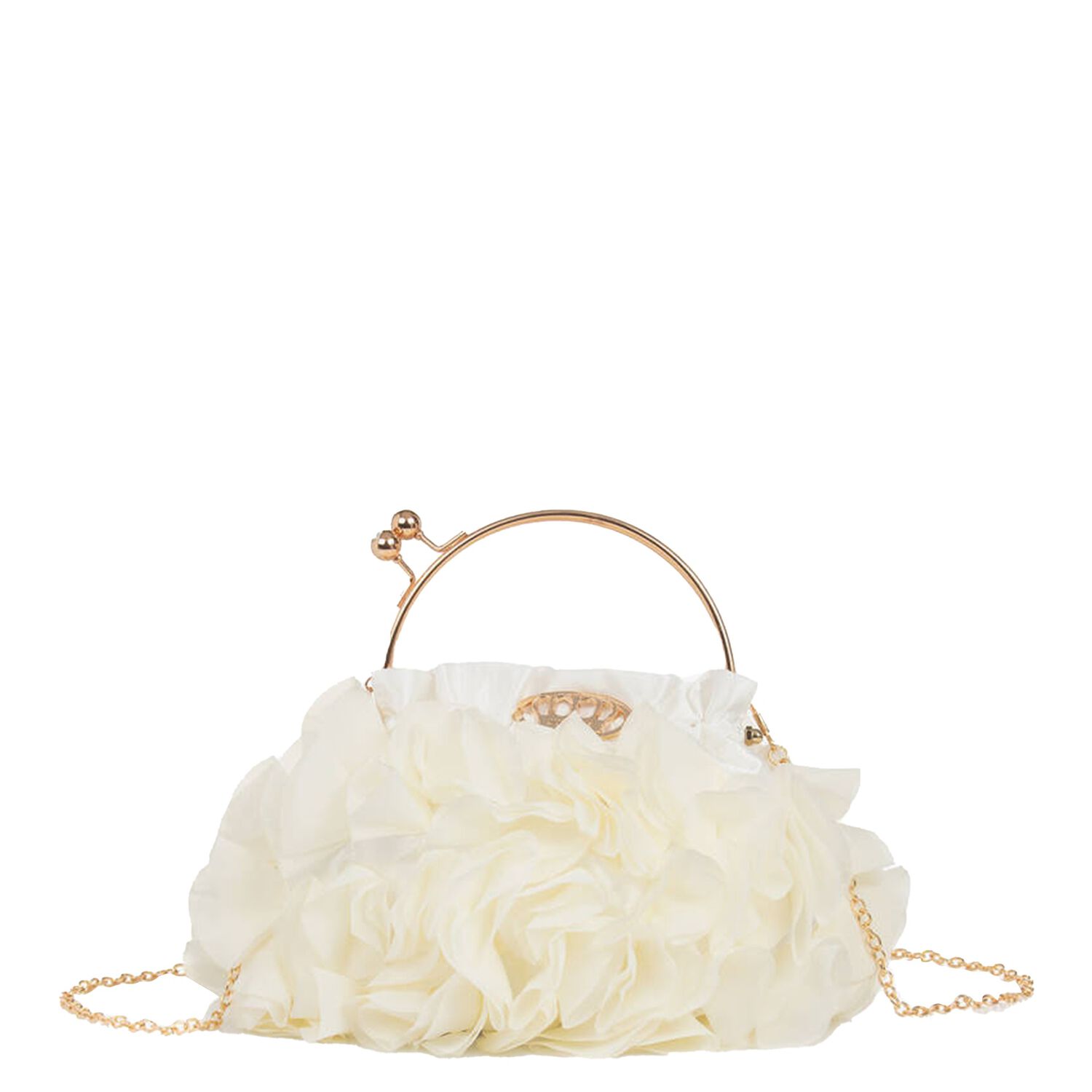 Girls Ivory Ruffled Chiffon Handbag, 1, hi-res image number null