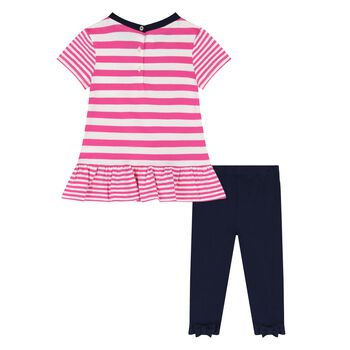 Baby Girls Pink & Navy Blue Leggings Set