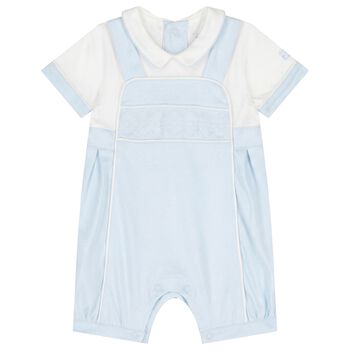 Baby Boys White & Blue Romper