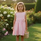 Girls Pink Floral Lace Dress, 2, hi-res