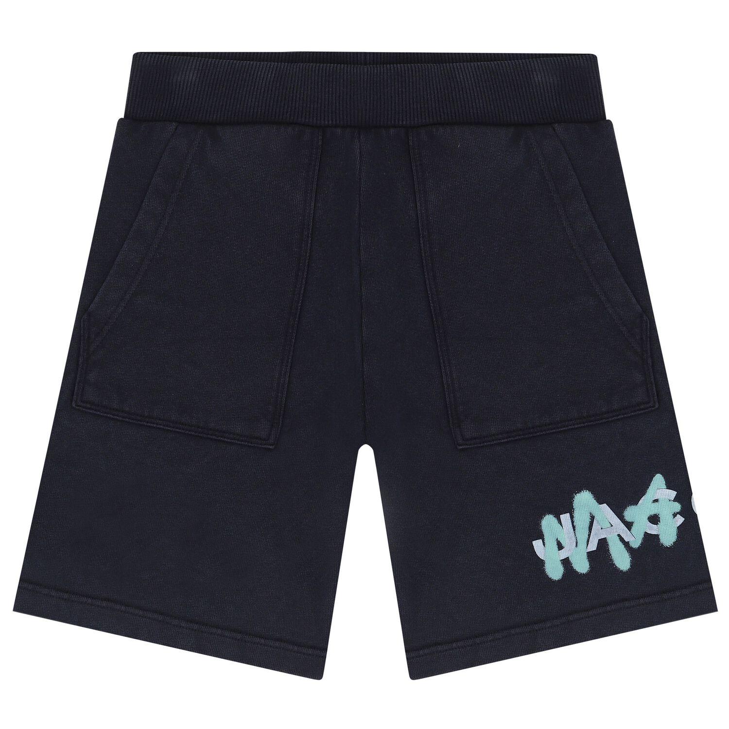 Boys Black Logo Bermuda Shorts, 1, hi-res