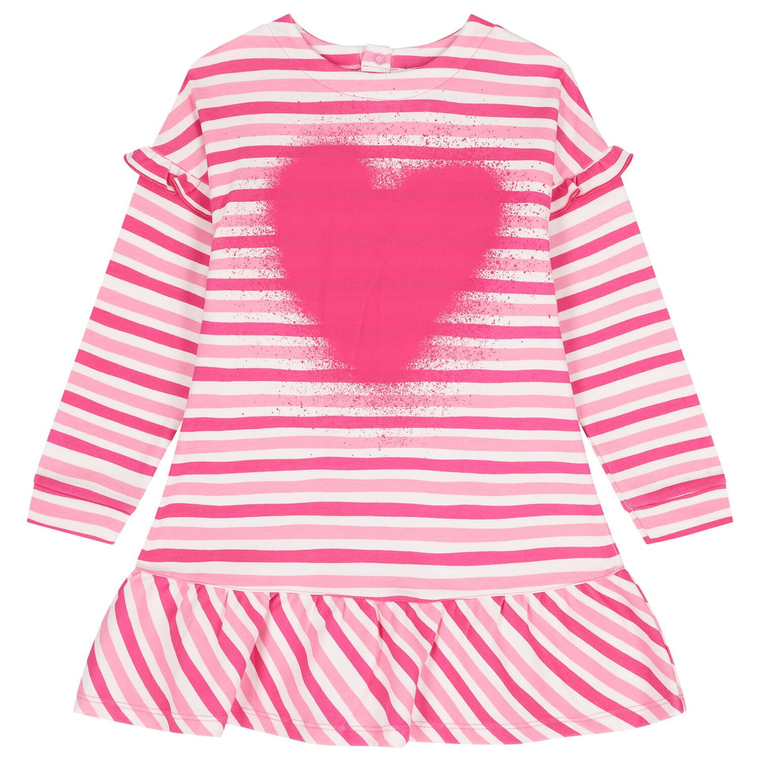 Girls Pink & White Striped Dress Set, 1, hi-res