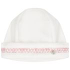 Baby Girls White & Pink Smocked Hat, 1, hi-res