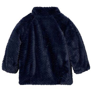Girls Navy Blue Fur Coat