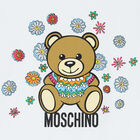 Girls White Teddy Bear Logo Dress, 1, hi-res