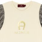 Girls Ivory & Gold Logo Dress, 2, hi-res