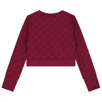 Girls Burgundy Logo Long Sleeve Top