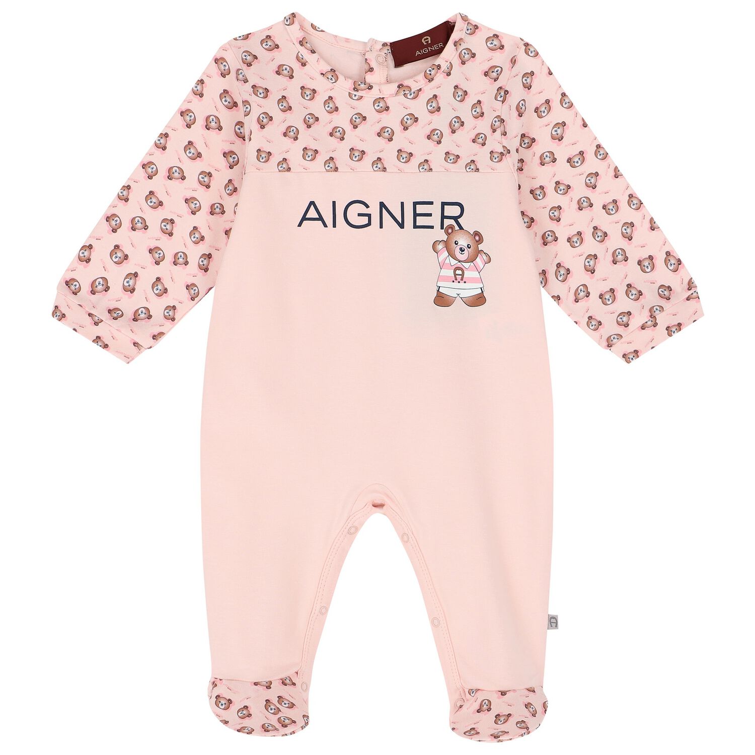 Baby Girls Pink Teddy Bear Logo Babygrow, 3, hi-res