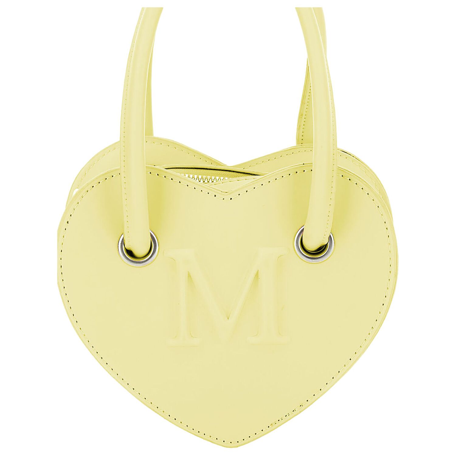 Girls Yellow Leather Heart Handbag, 1, hi-res