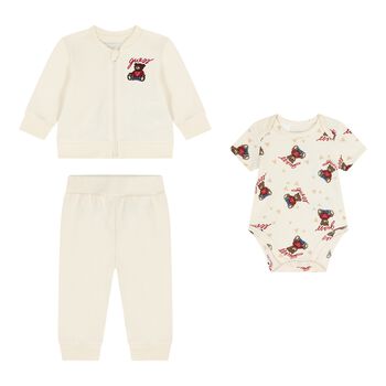 Ivory Teddy Bear Logo Baby Tracksuit Set