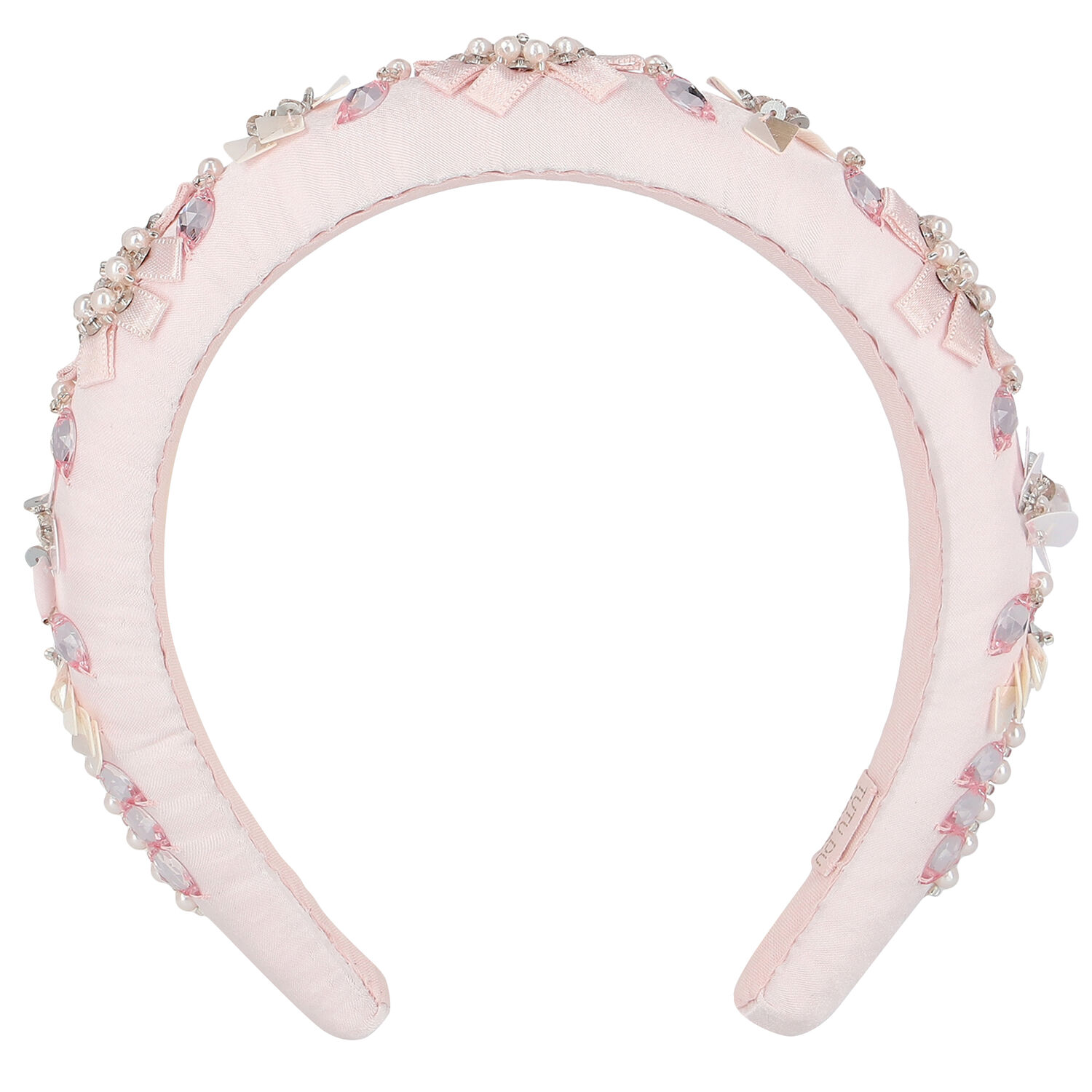 Girls Pink Embellished Floral Headband, 1, hi-res