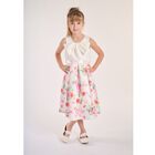 Girls White Floral Satin Dress, 1, hi-res