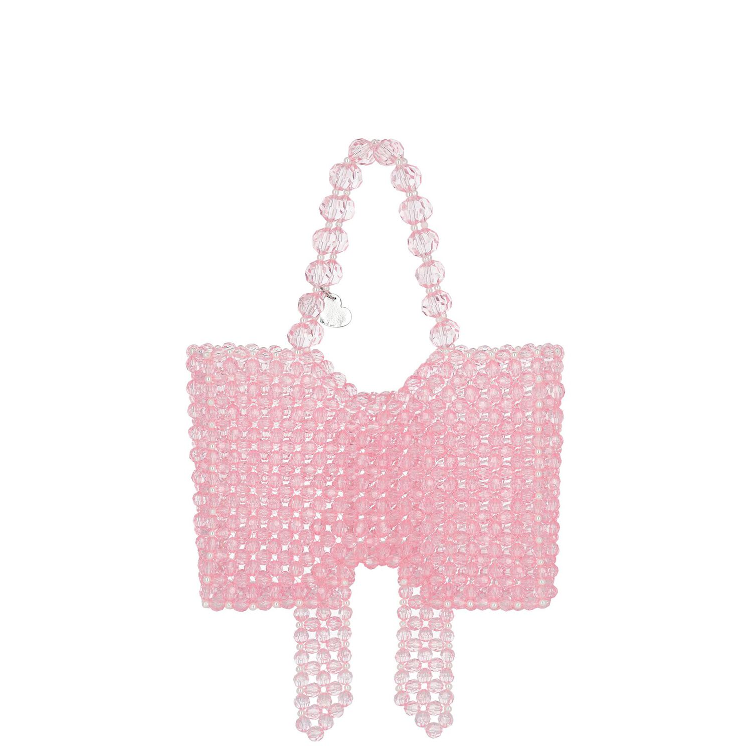 Girls Pink Crystal Beads Hand Bag, 1, hi-res