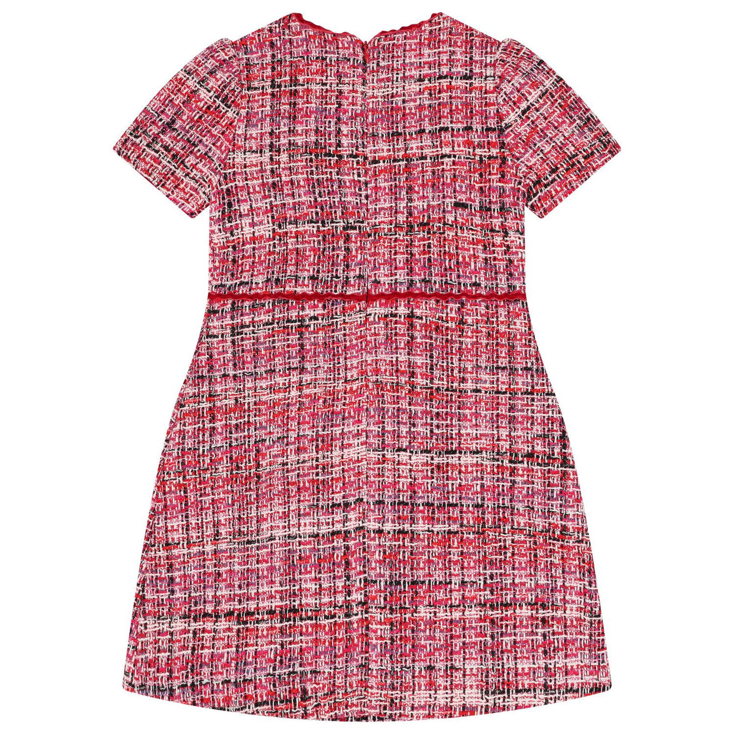 Girls Red Bow Tweed Dress, 1, hi-res