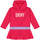 Girls Pink Logo Hooded Dress, 1, hi-res