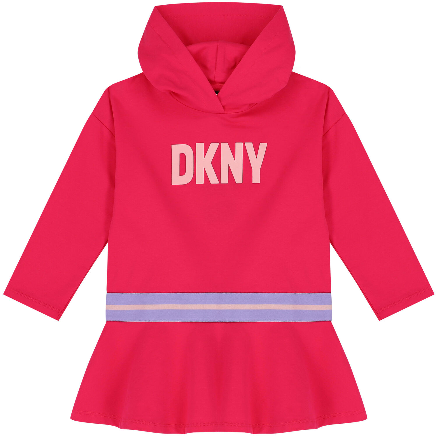 Girls Pink Logo Hooded Dress, 1, hi-res