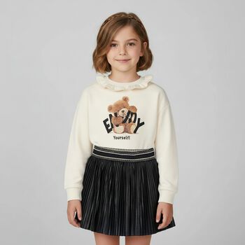 Girls Ivory Teddy Bear Sweatshirt