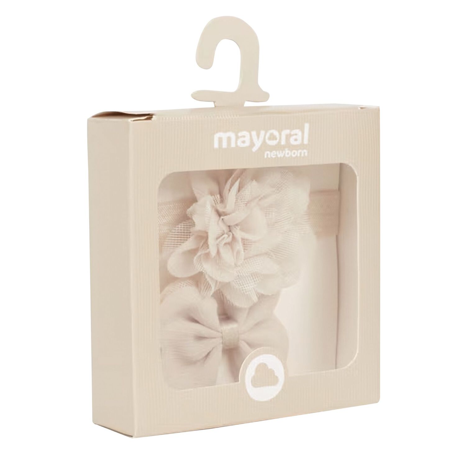 Baby Girls Beige Flower Headband & Clip Set, 2, hi-res