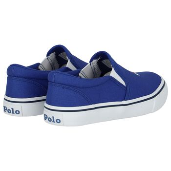 Boys Blue Polo Bear Slip-On Trainers