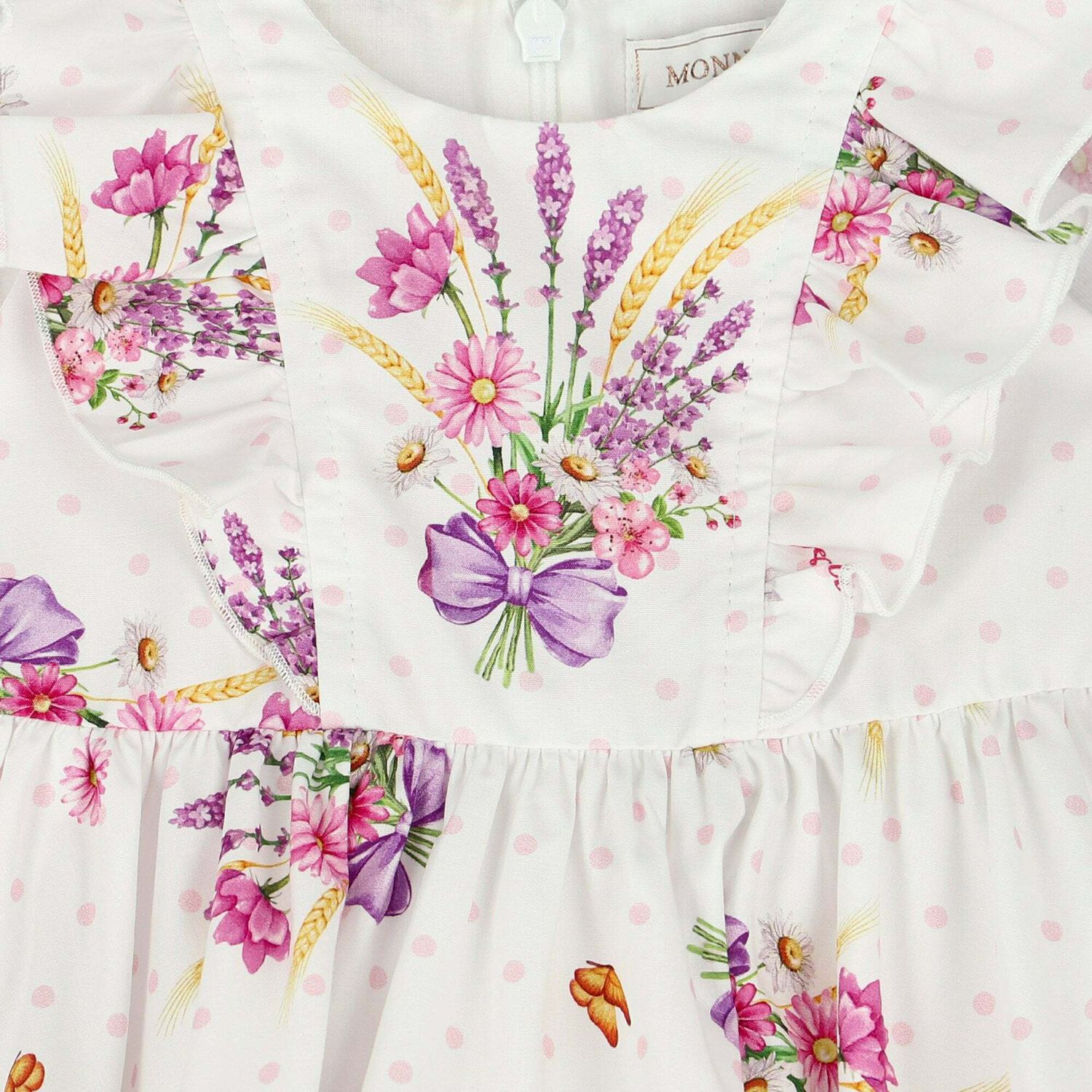 Baby Girls White Floral Dress, 1, hi-res