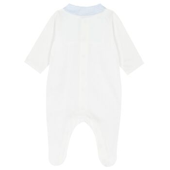 Baby Boys White & Blue Babygrow