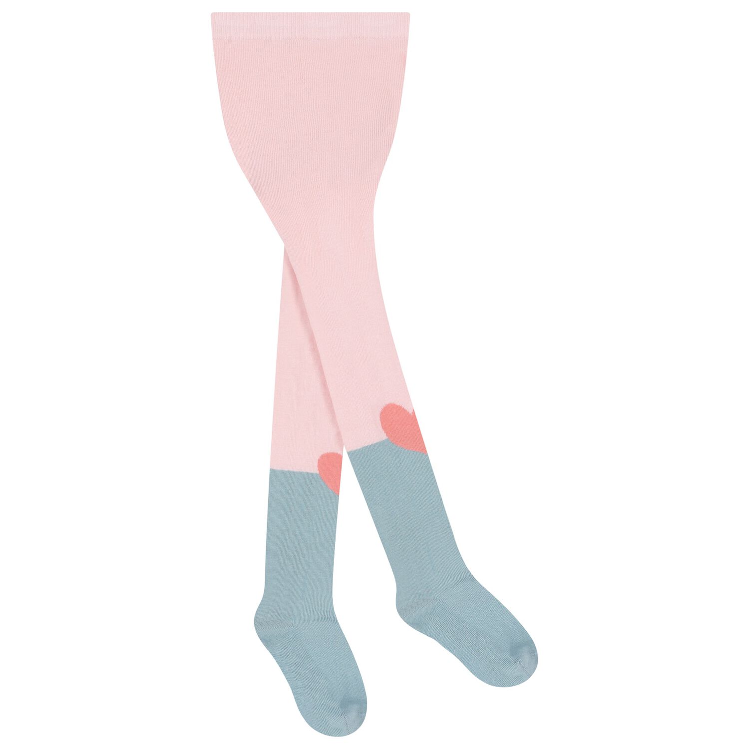 Girls Pink & Blue Heart Tights, 1, hi-res