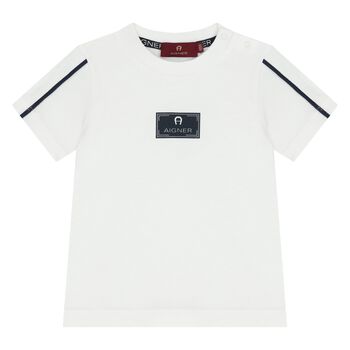 Younger Boys White Logo T-Shirt