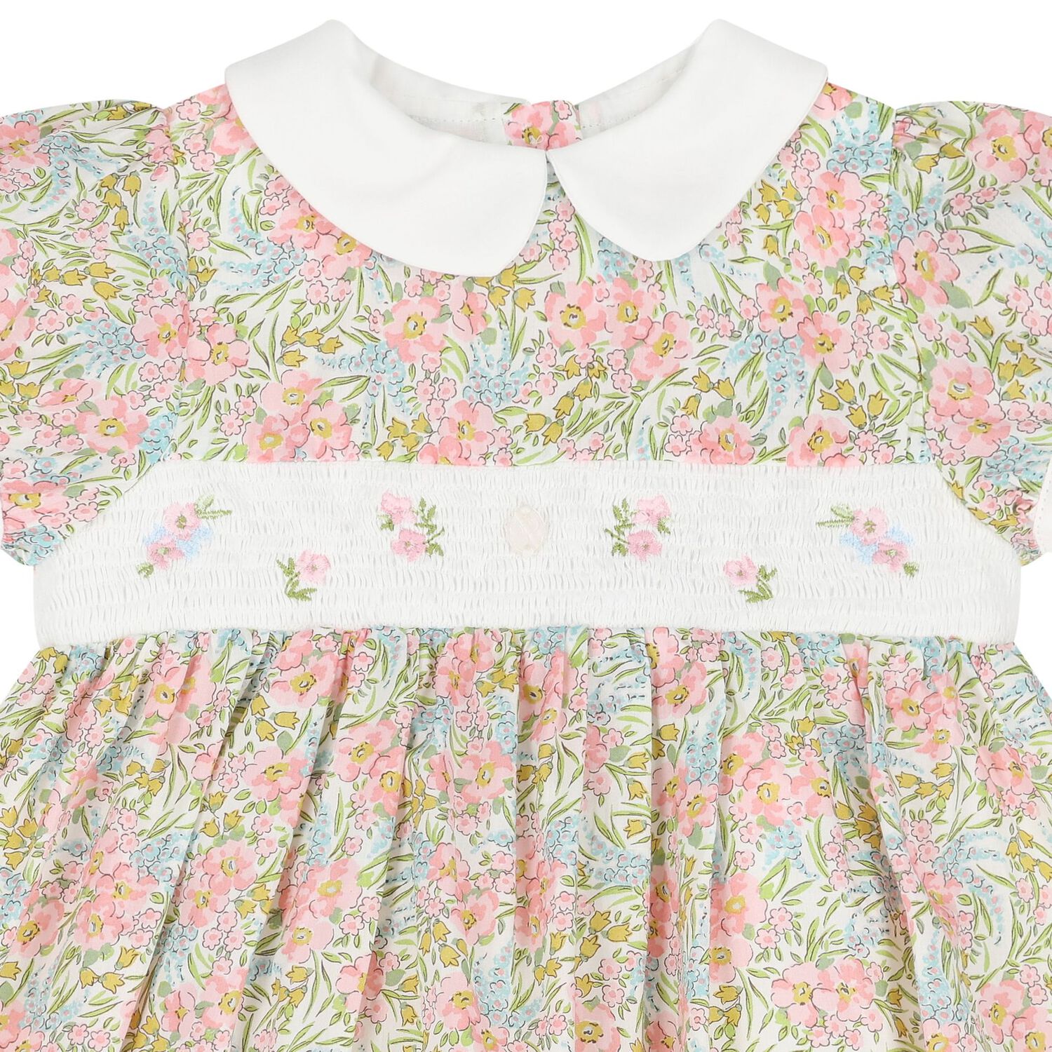 Younger Girls Pink & White Floral Dress, 1, hi-res