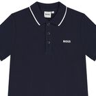 Boys Navy Blue Logo Polo Shirt, 3, hi-res