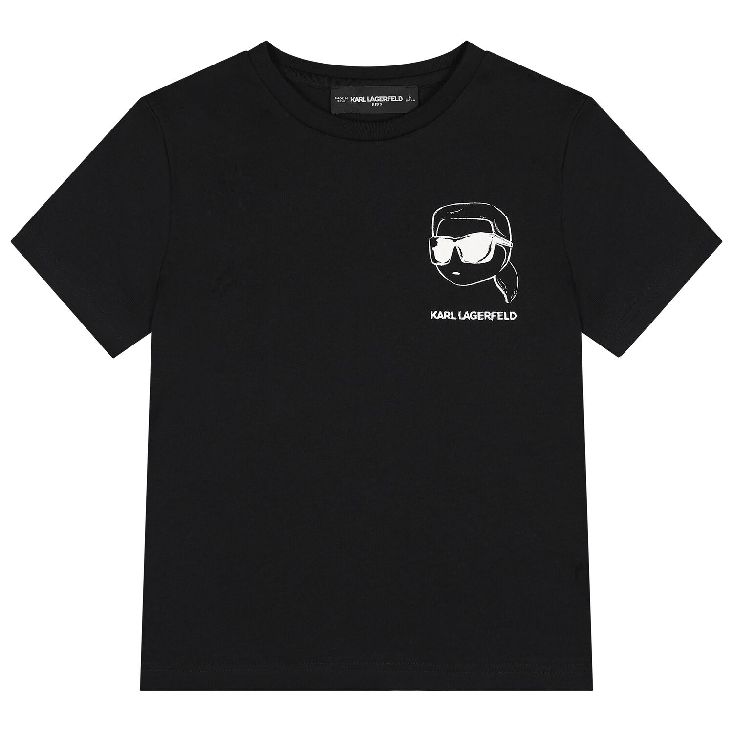 Boys Mini Me Black Ikonik Karl T-Shirt, 1, hi-res