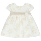 Baby Girls White & Beige Hearts Organza Dress Set, 1, hi-res