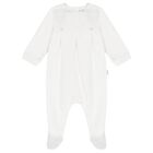 White Pleat Babygrow, 1, hi-res