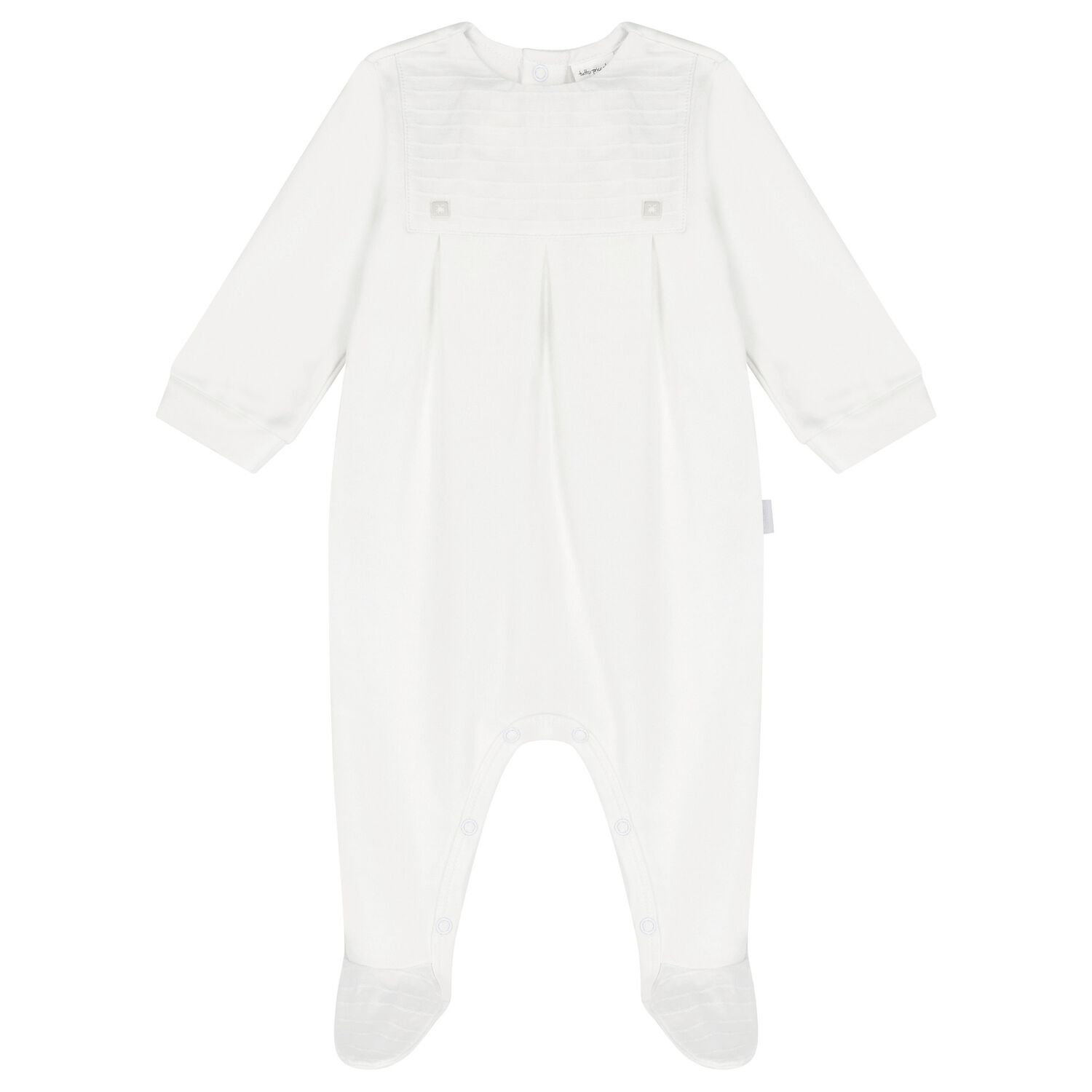White Pleat Babygrow, 1, hi-res